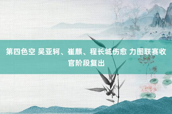 第四色空 吴亚轲、崔麒、程长城伤愈 力图联赛收官阶段复出