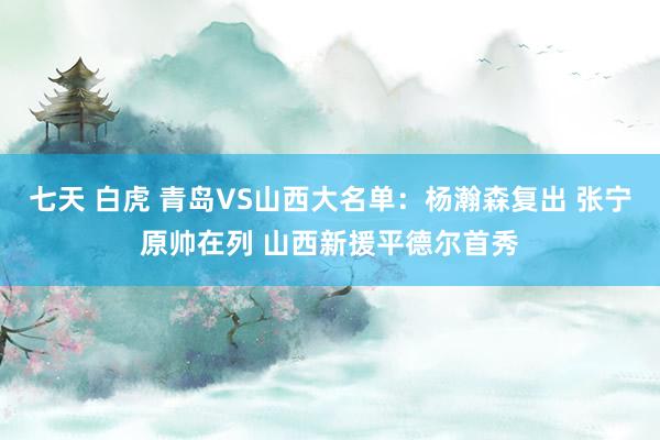 七天 白虎 青岛VS山西大名单：杨瀚森复出 张宁原帅在列 山西新援平德尔首秀